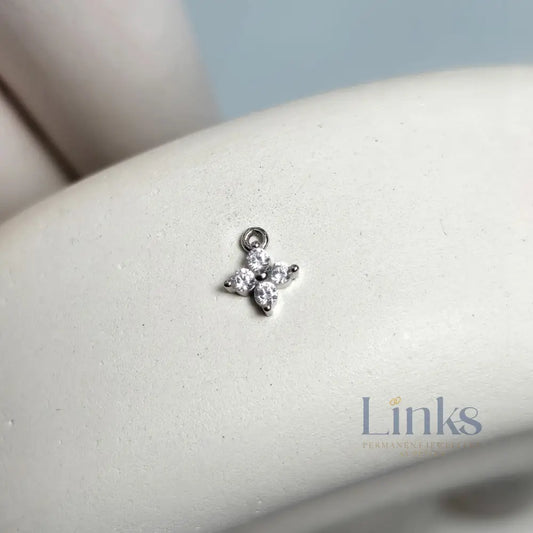 Sterling Silver Crystal Flower Blossom Pendant Charm - Links Permanent Jewellery Supplies