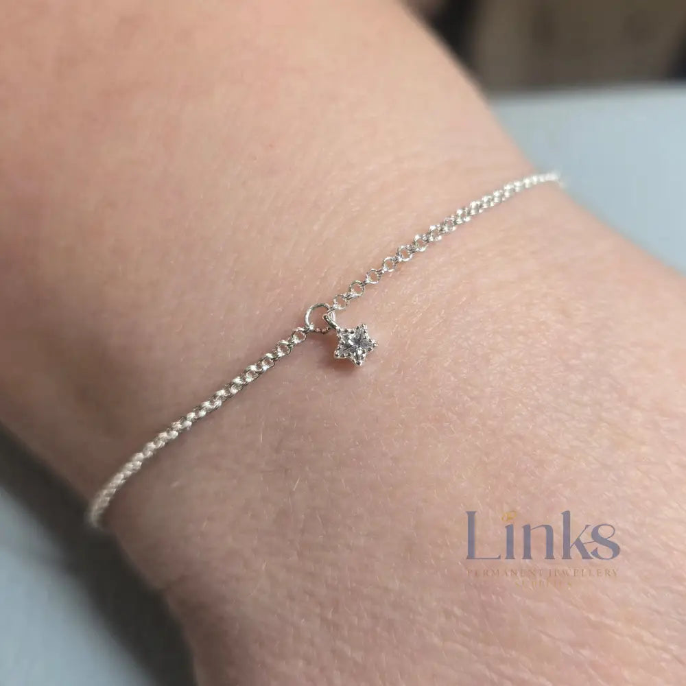 Sterling Silver Crystal Star Pendant Charm