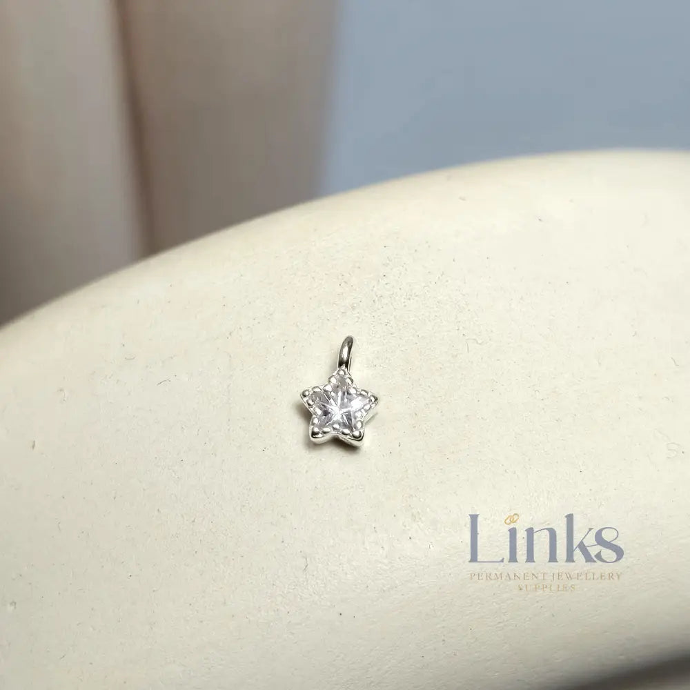 Sterling Silver Crystal Star Pendant Charm