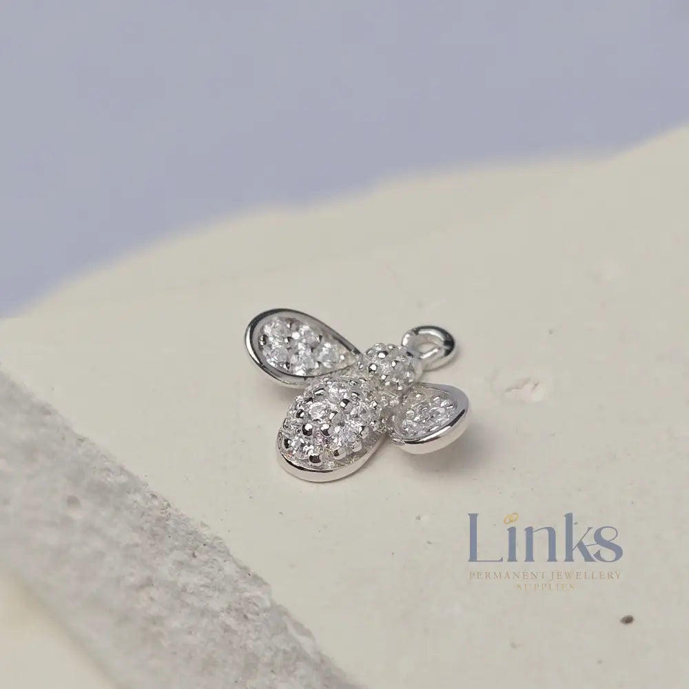Sterling Silver Cubic Zirconia Bee Charm
