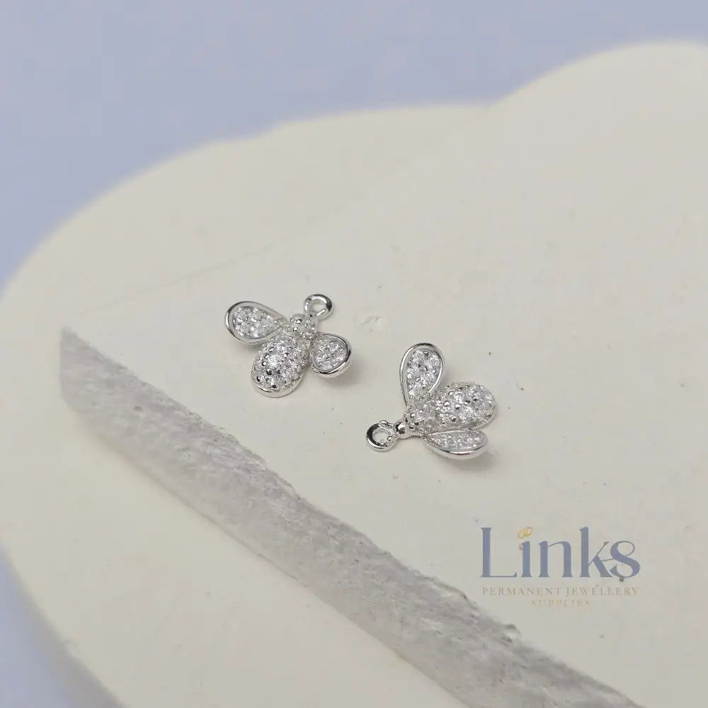 Sterling Silver Cubic Zirconia Bee Charm