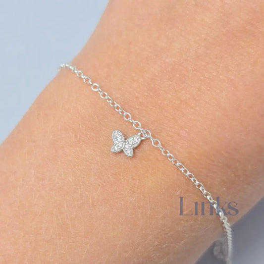 Sterling Silver Cubic Zirconia Dainty Butterfly