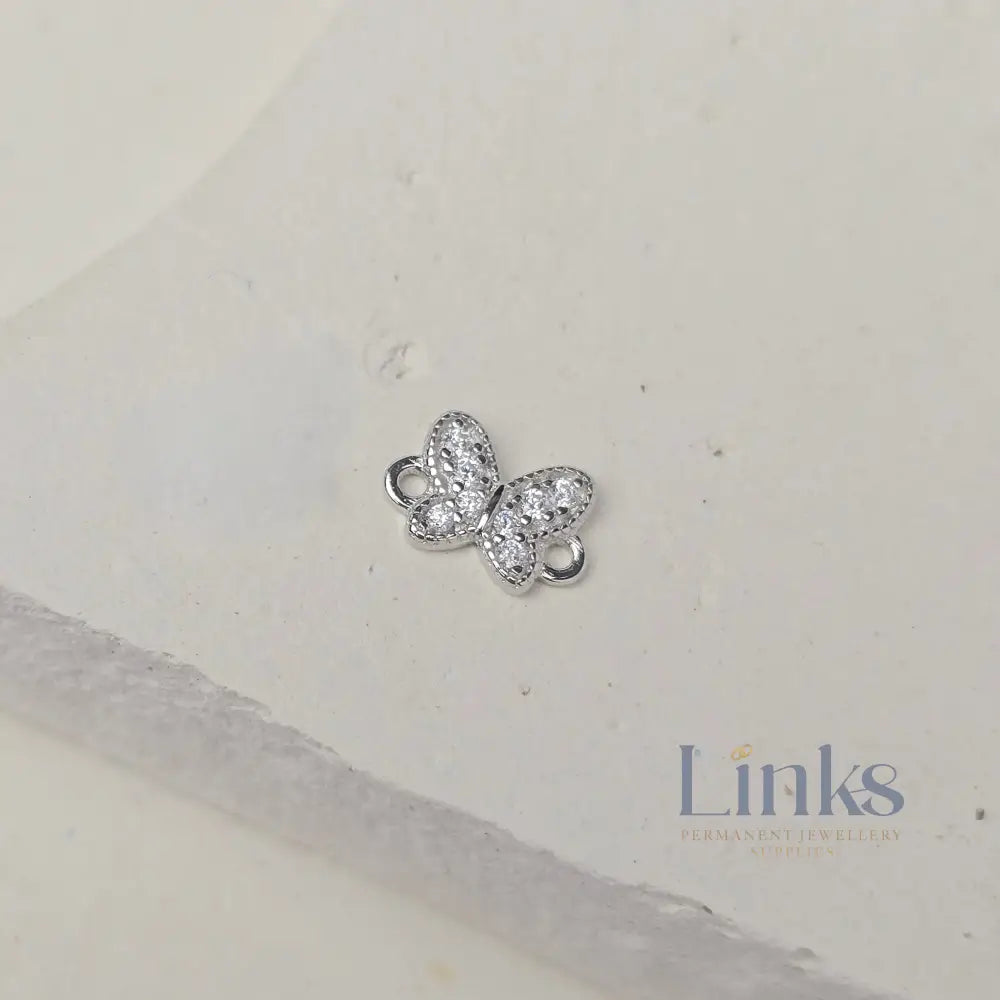 Sterling Silver Cubic Zirconia Dainty Butterfly Connector