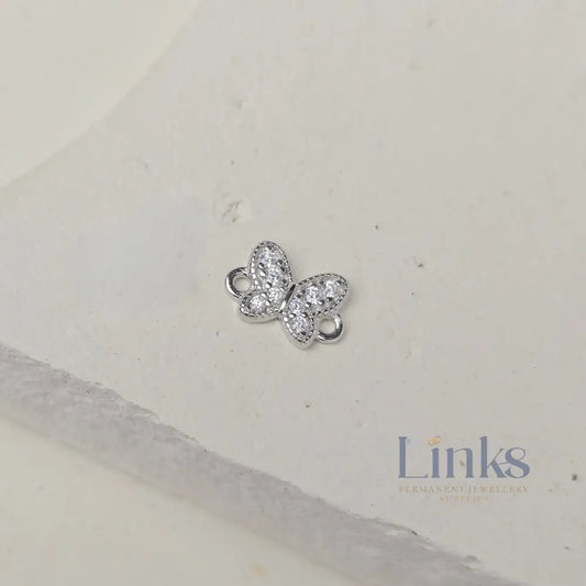 Sterling Silver Cubic Zirconia Dainty Butterfly Connector