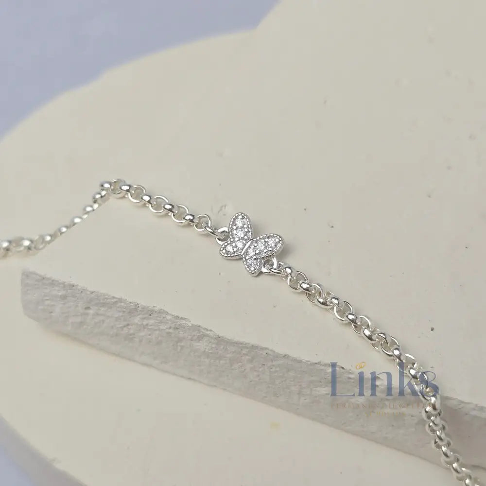 Sterling Silver Cubic Zirconia Dainty Butterfly Connector