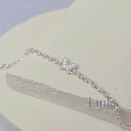 Sterling Silver Cubic Zirconia Dainty Butterfly Connector