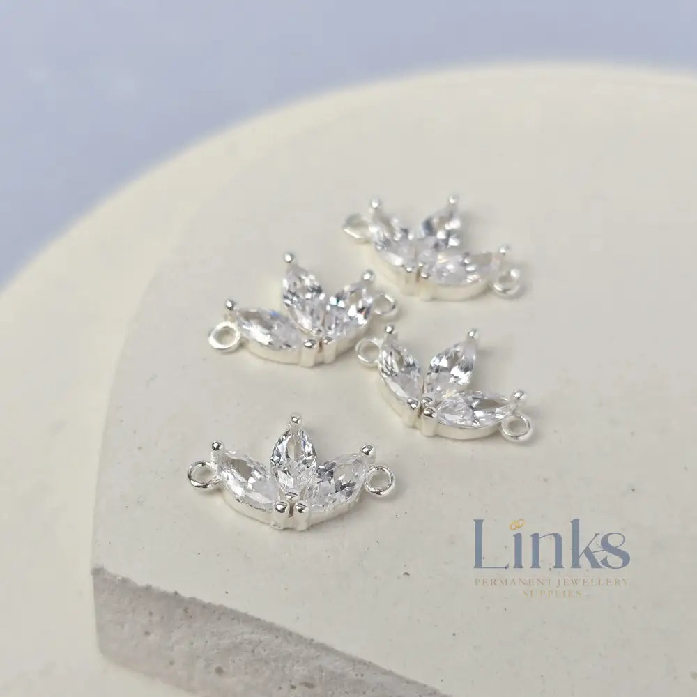 Sterling Silver Cubic Zirconia Fan Connector