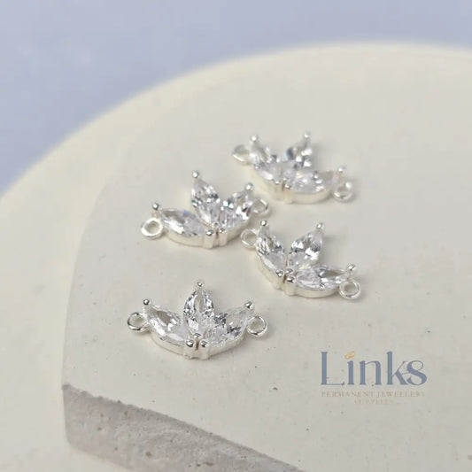 Sterling Silver Cubic Zirconia Fan Connector