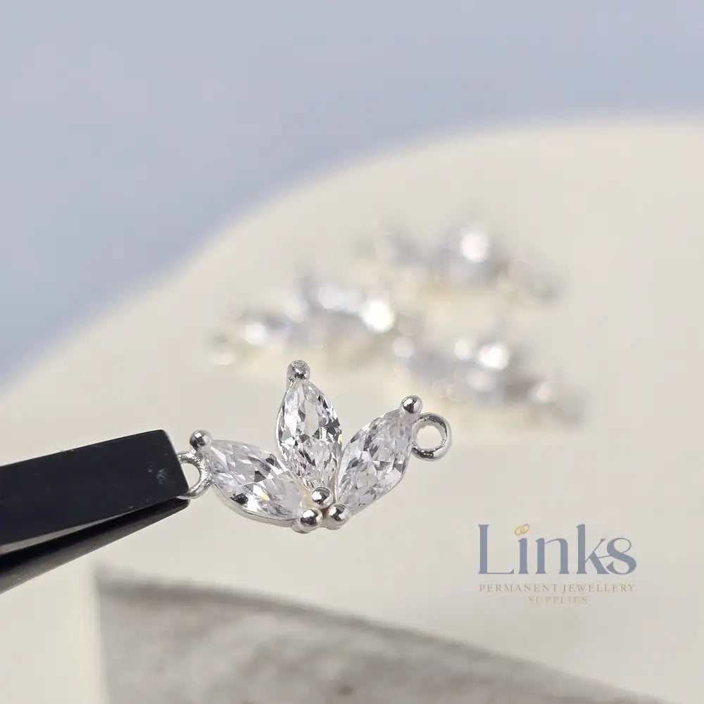 Sterling Silver Cubic Zirconia Fan Connector