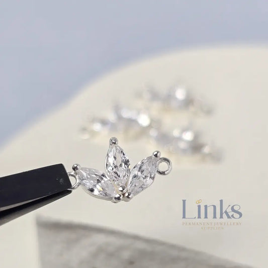 Sterling Silver Cubic Zirconia Fan Connector