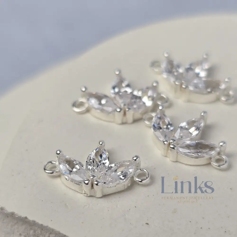 Sterling Silver Cubic Zirconia Fan Connector