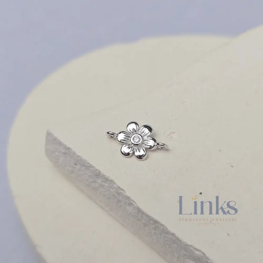 Sterling Silver Cubic Zirconia Flower Connector