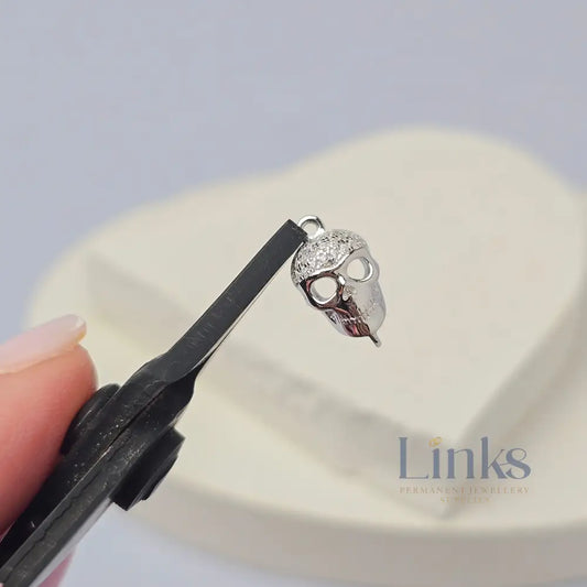 Sterling Silver Cubic Zirconia Skull Connector