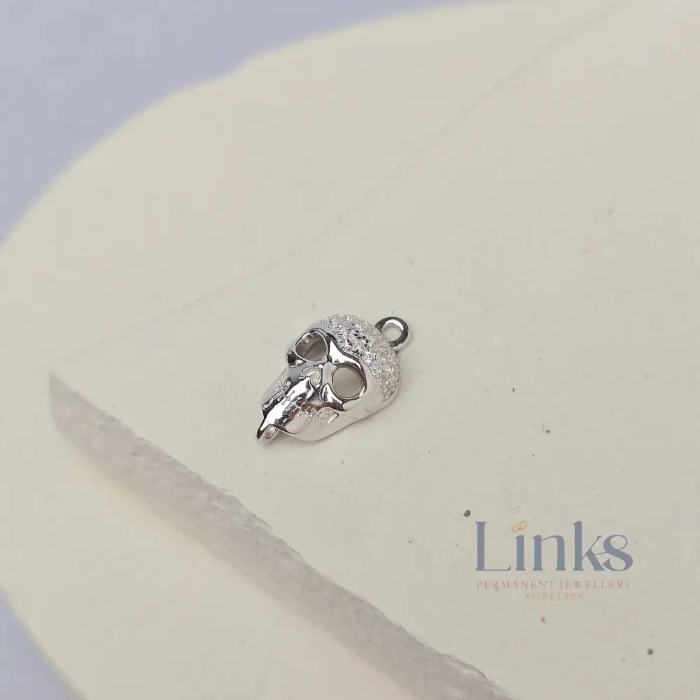 Sterling Silver Cubic Zirconia Skull Connector