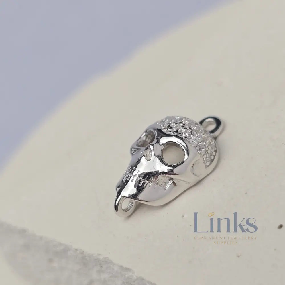 Sterling Silver Cubic Zirconia Skull Connector