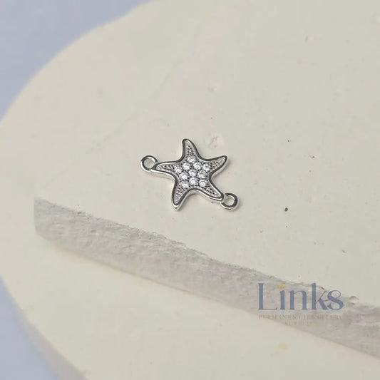 Sterling Silver Cubic Zirconia Starfish Connector