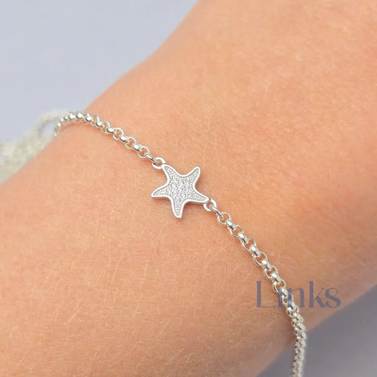 Sterling Silver Cubic Zirconia Starfish Connector