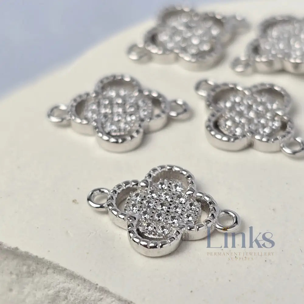 Sterling Silver Double Clover Connector