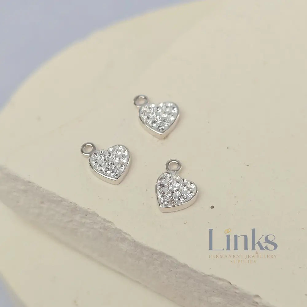 Sterling Silver Mini Crystal Heart Charm