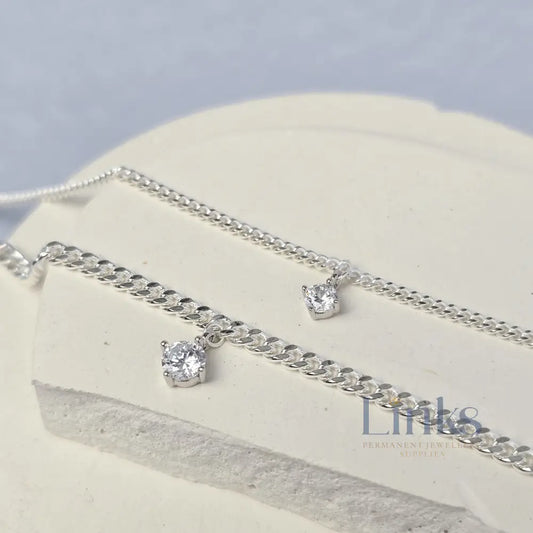 Sterling Silver Round Cubic Zirconia Charm