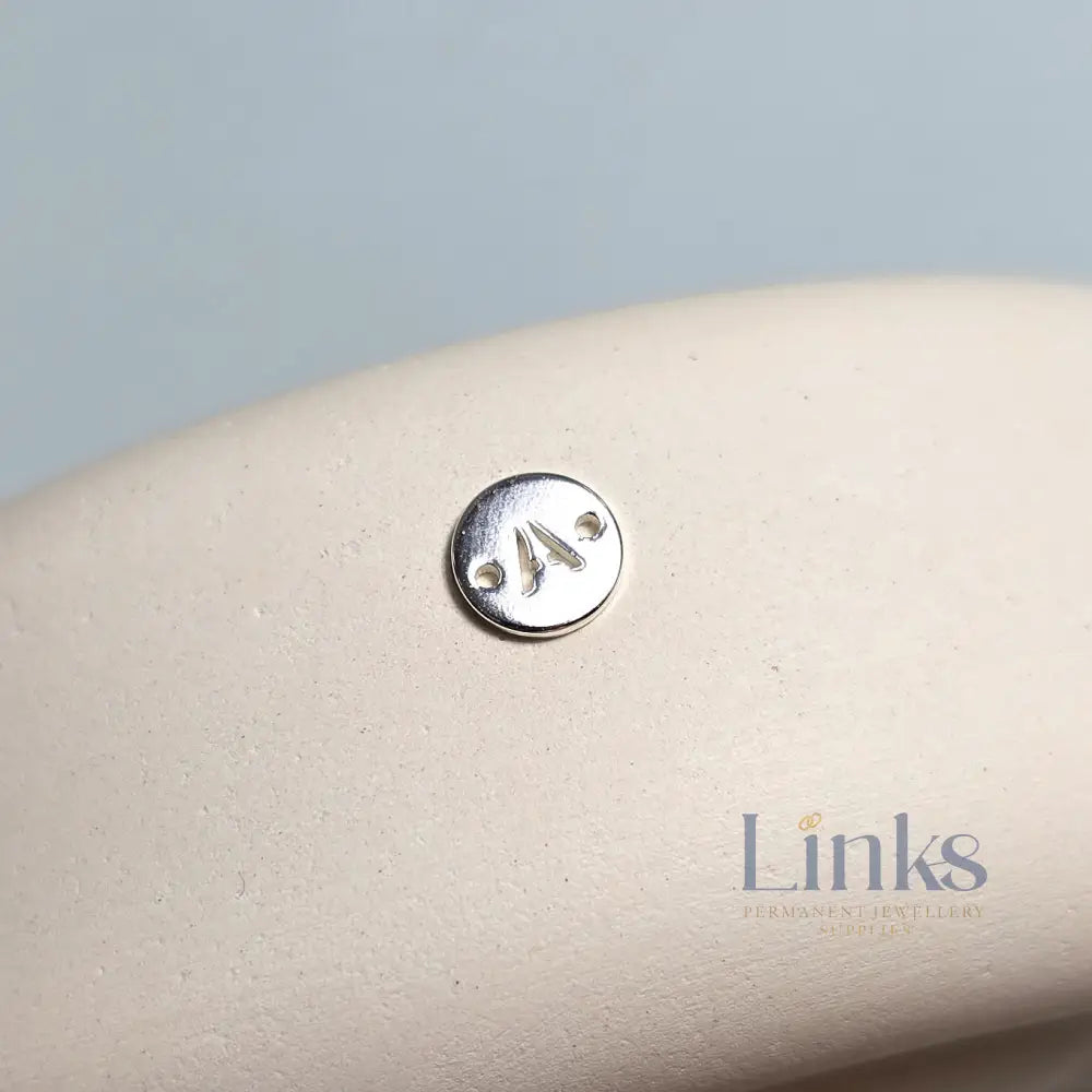 Sterling Silver Round Initial Connector Charm - Links Permanent Jewellery Supplies