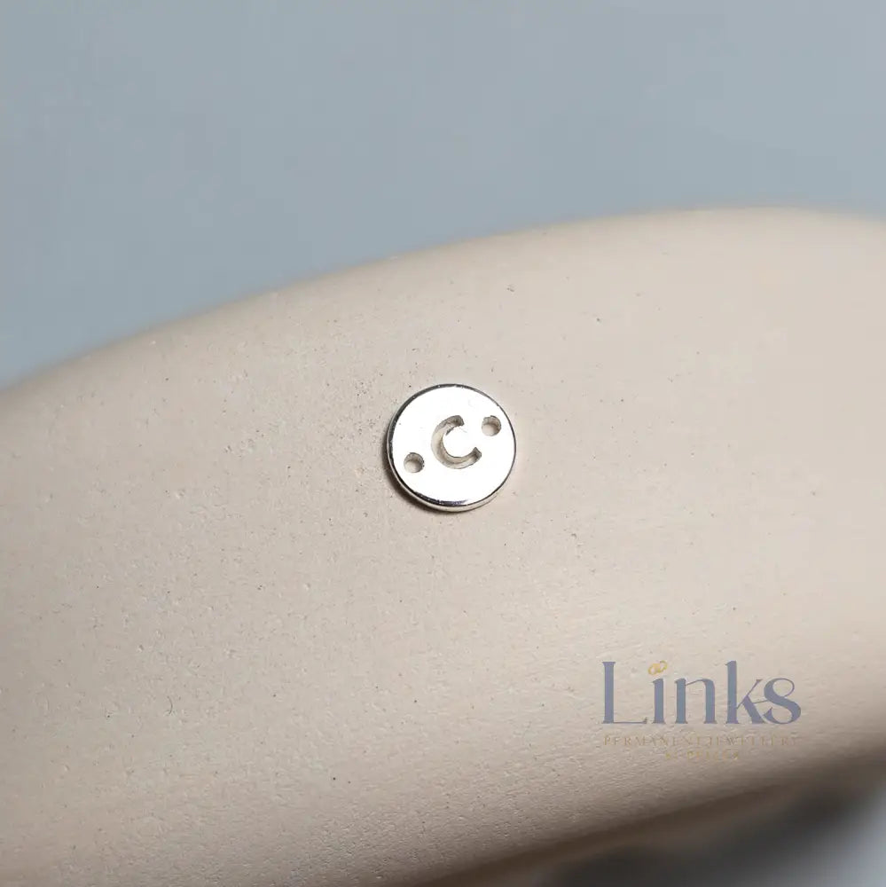 Sterling Silver Round Initial Connector Charm - Links Permanent Jewellery Supplies