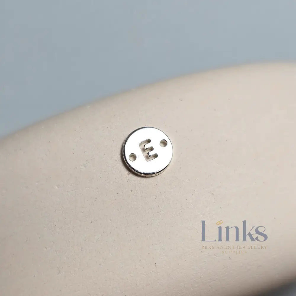 Sterling Silver Round Initial Connector Charm - Links Permanent Jewellery Supplies
