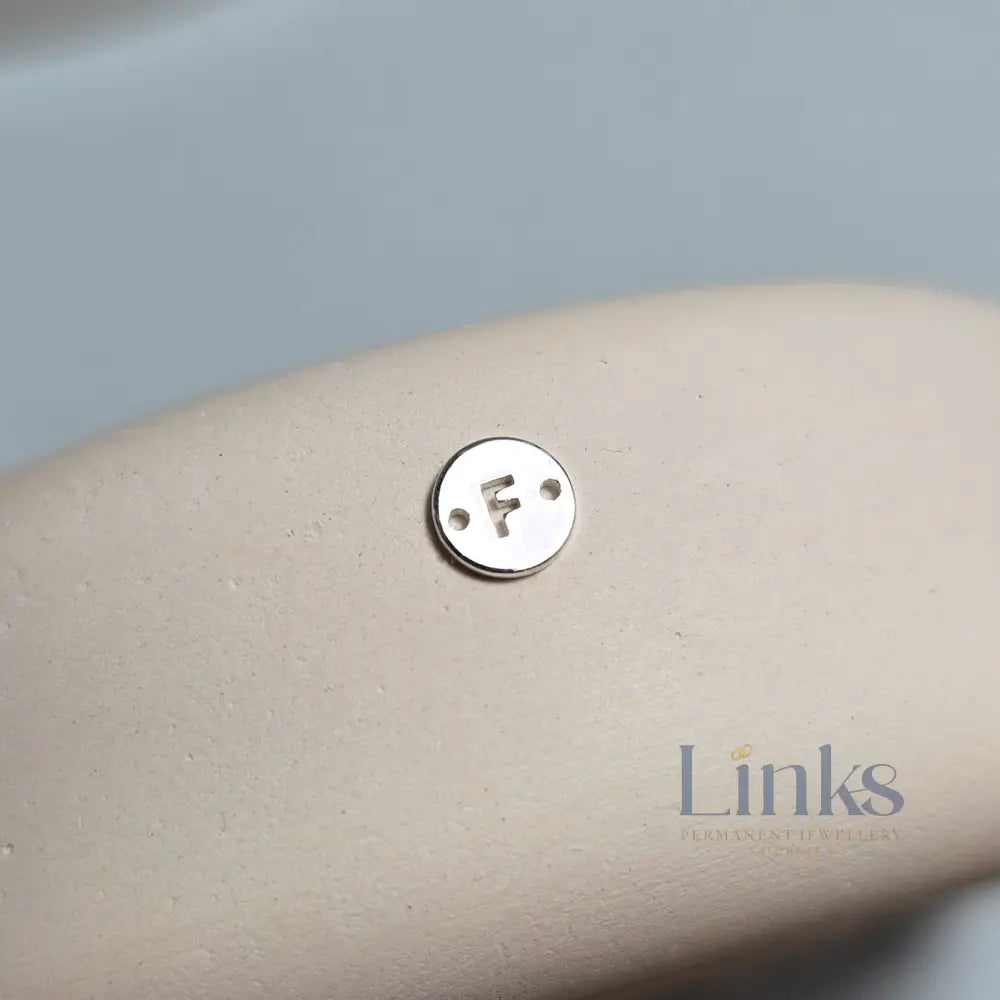 Sterling Silver Round Initial Connector Charm - Links Permanent Jewellery Supplies