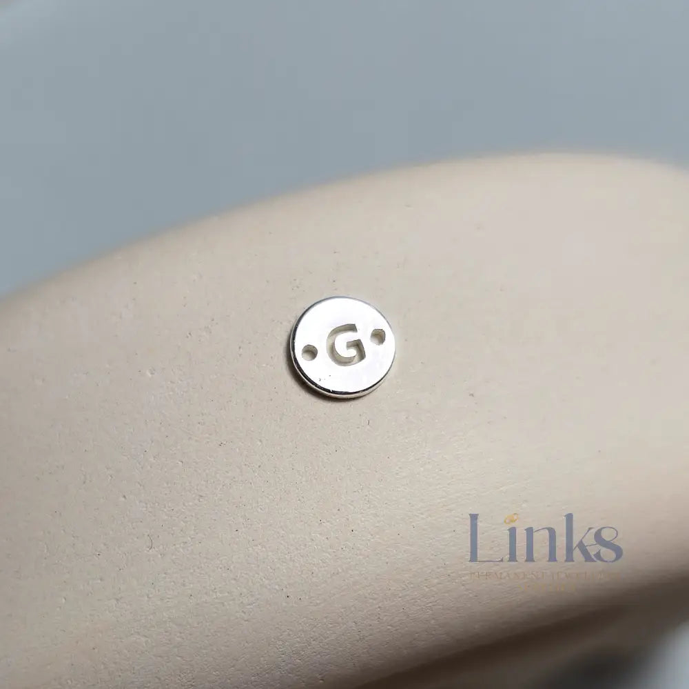Sterling Silver Round Initial Connector Charm - Links Permanent Jewellery Supplies