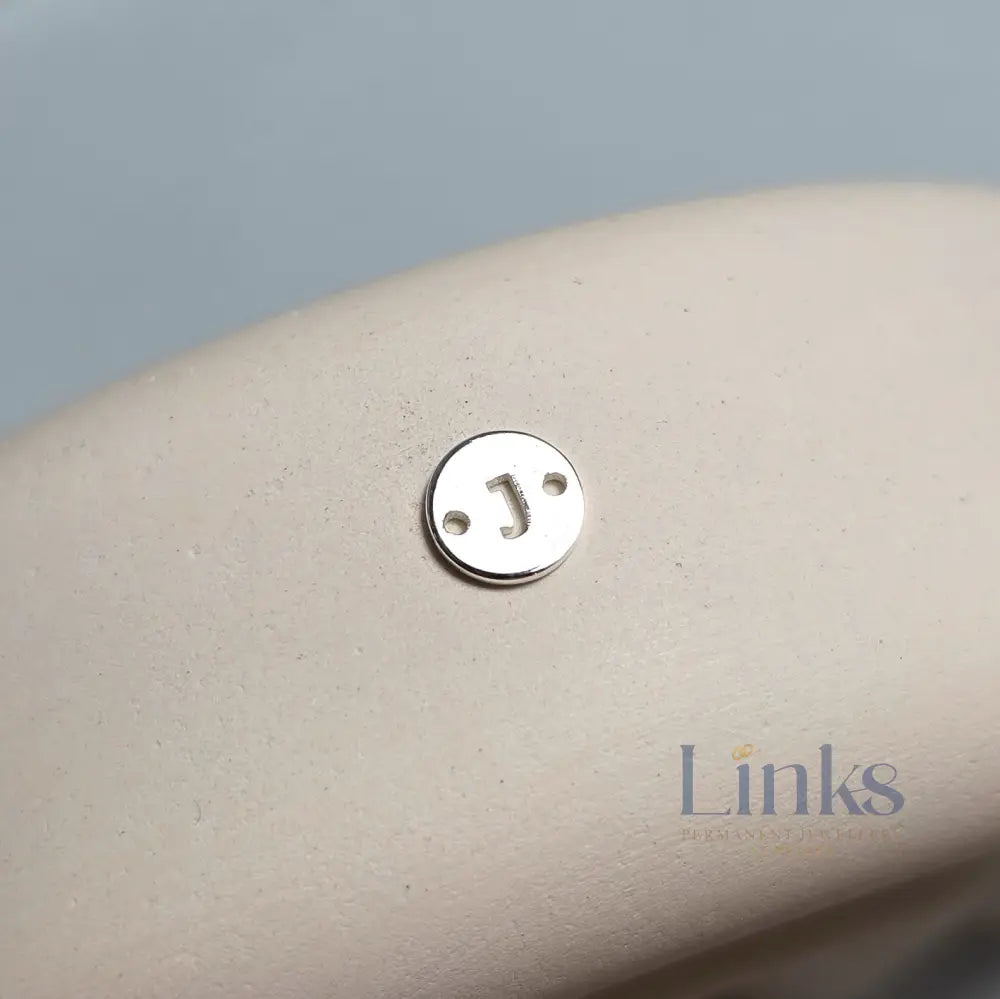 Sterling Silver Round Initial Connector Charm - Links Permanent Jewellery Supplies
