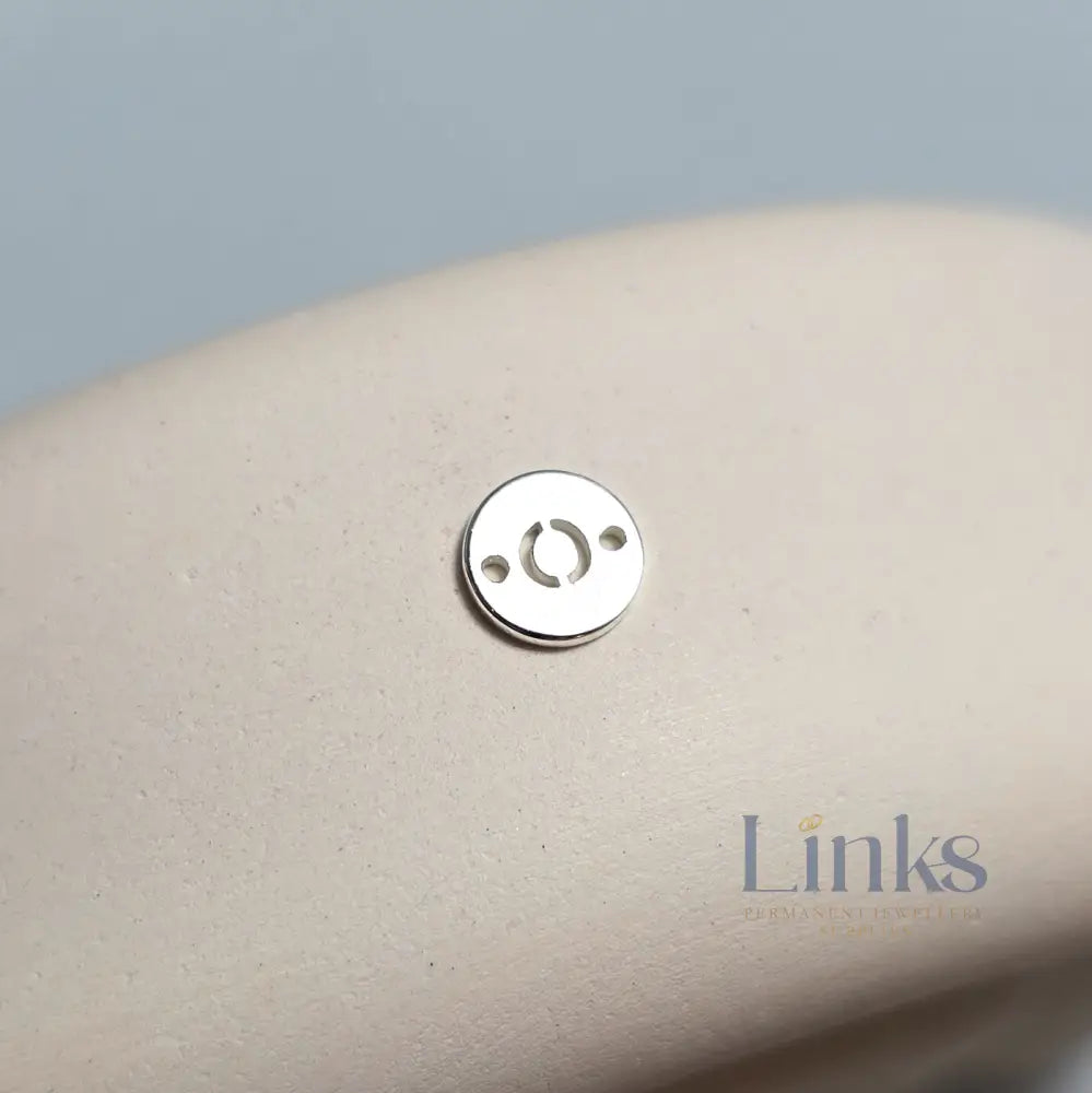 Sterling Silver Round Initial Connector Charm - Links Permanent Jewellery Supplies