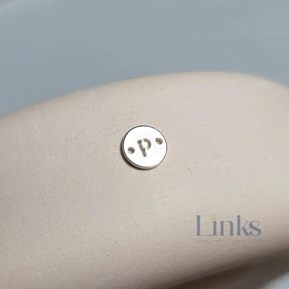 Sterling Silver Round Initial Connector Charm - Links Permanent Jewellery Supplies