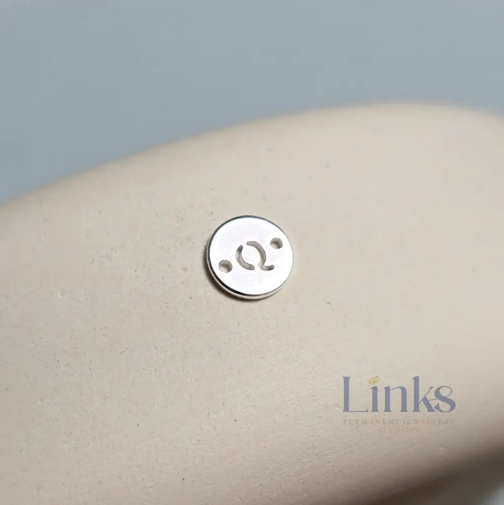 Sterling Silver Round Initial Connector Charm - Links Permanent Jewellery Supplies