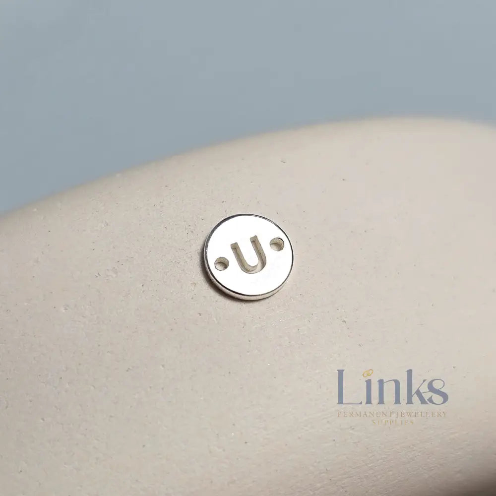 Sterling Silver Round Initial Connector Charm - Links Permanent Jewellery Supplies