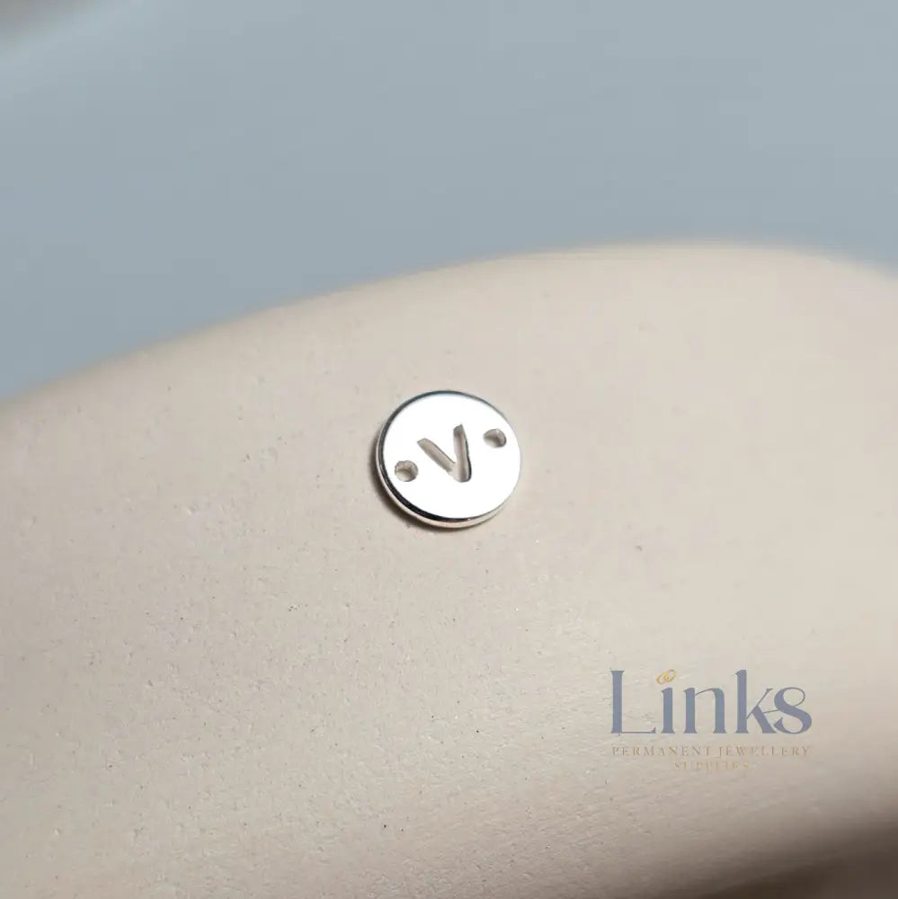 Sterling Silver Round Initial Connector Charm - Links Permanent Jewellery Supplies