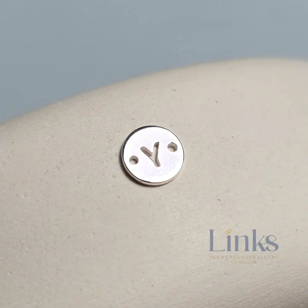 Sterling Silver Round Initial Connector Charm - Links Permanent Jewellery Supplies