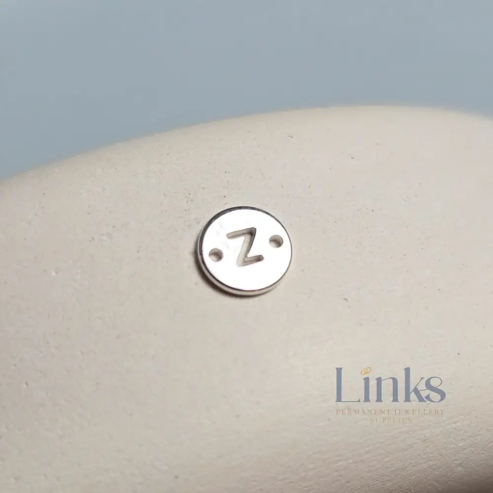 Sterling Silver Round Initial Connector Charm - Links Permanent Jewellery Supplies