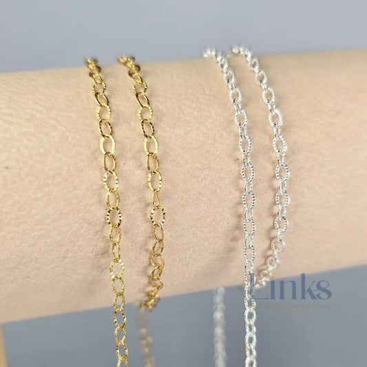 Textured Oval Cable Chain - 14K Gold Filled & 925 Sterling Silver