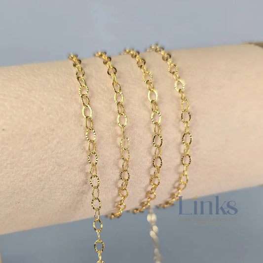 Textured Oval Cable Chain - 14K Gold Filled & 925 Sterling Silver Gold Filled 2.9mm / 1 Meter