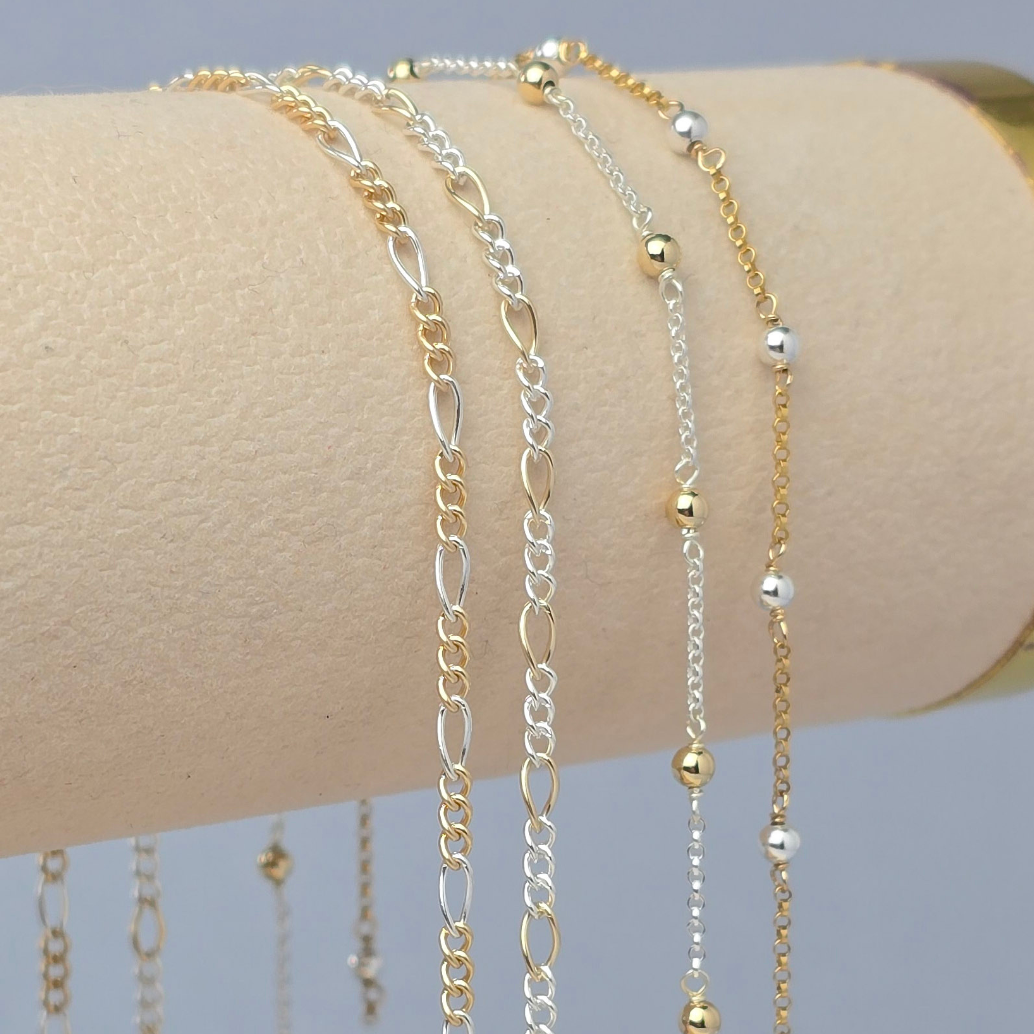 2.7mm Mixed Metal Figaro Chain