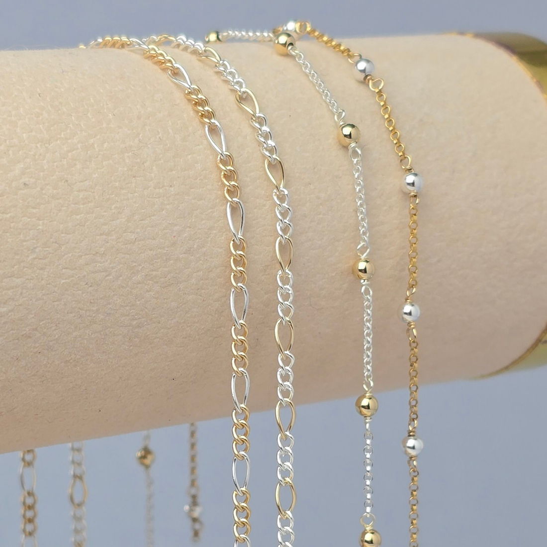 2.7mm Mixed Metal Figaro Chain