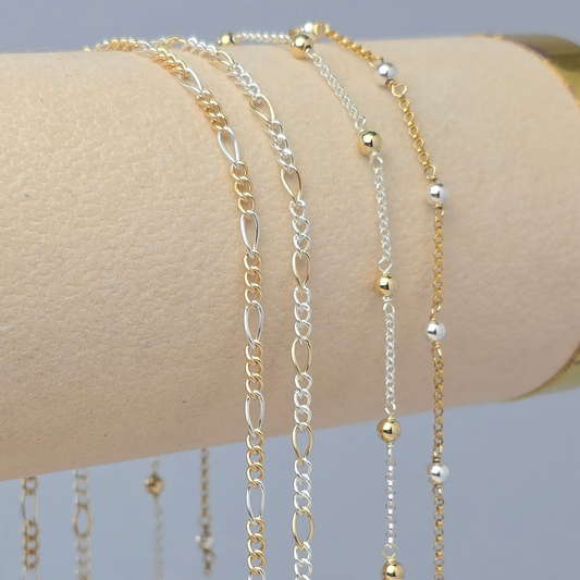 2.7mm Mixed Metal Figaro Chain