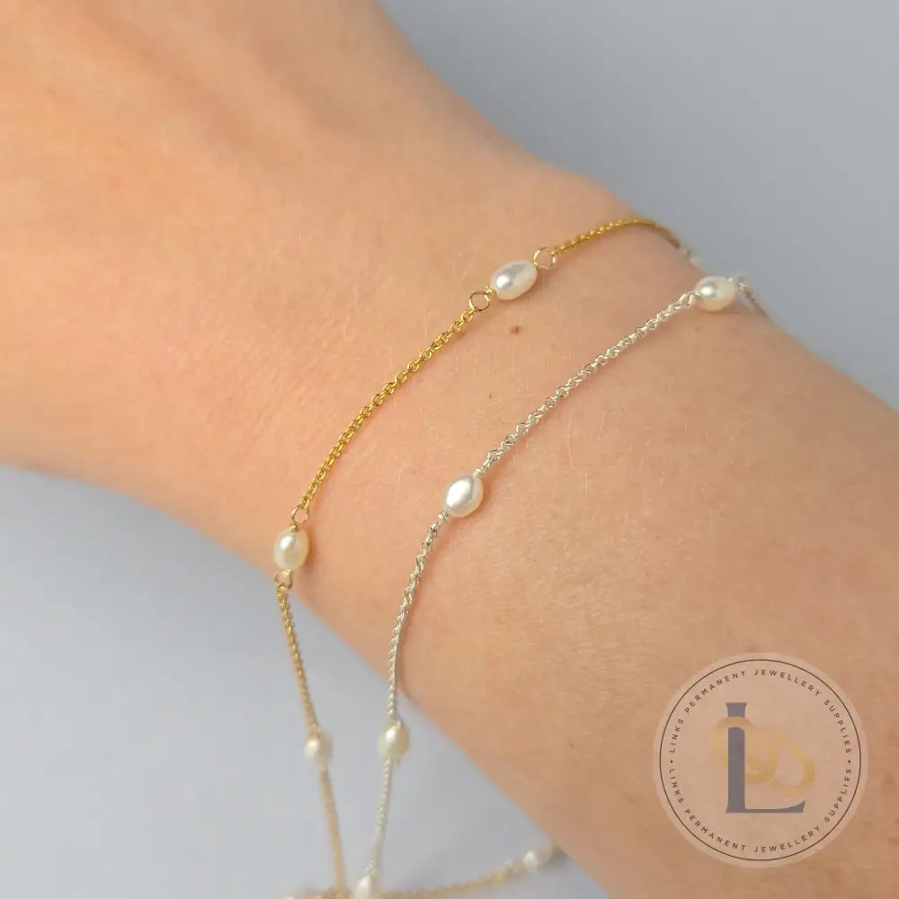 1.2mm Freshwater Pearl Chain - 925 Sterling Silver & 14k Gold Filled