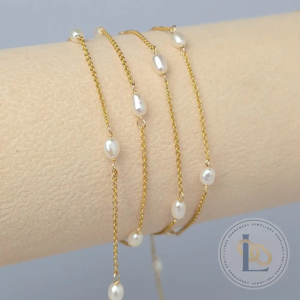 1.2mm Freshwater Pearl Chain - 925 Sterling Silver & 14k Gold Filled