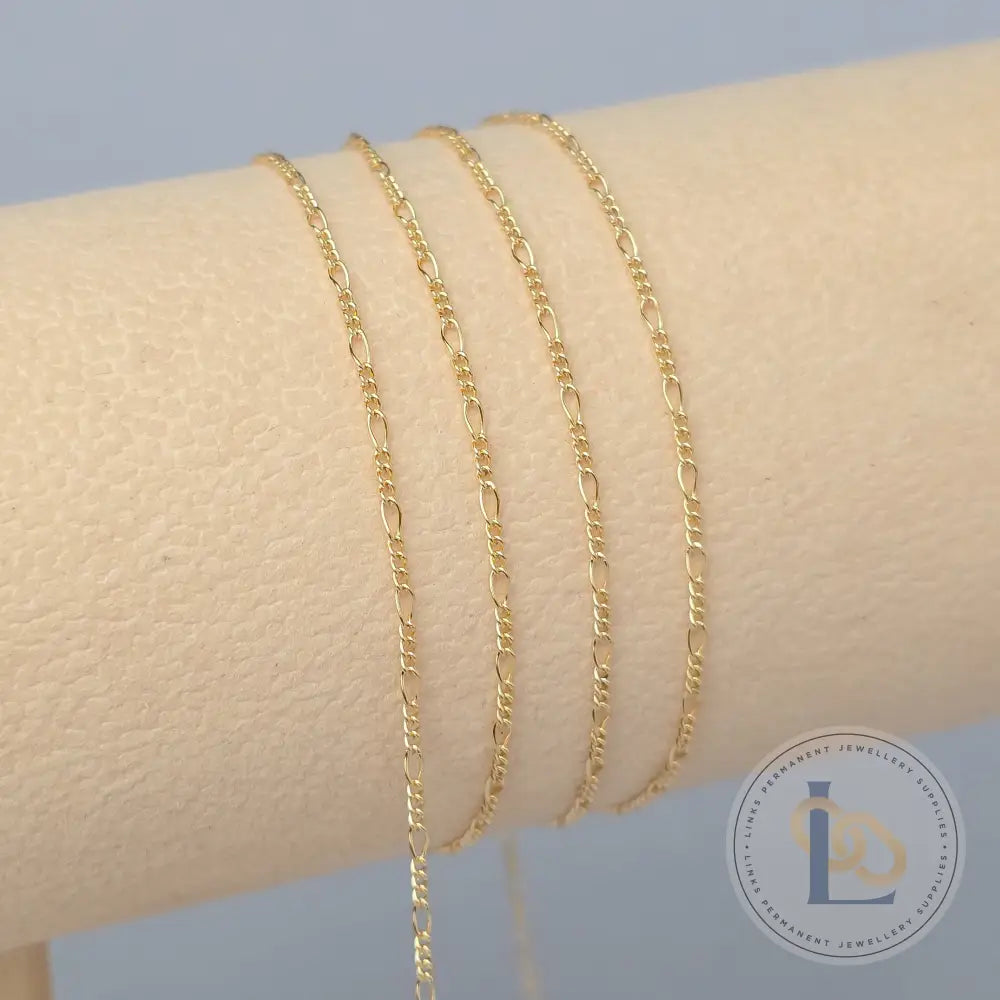 1.3mm Mini Figaro - 14k Gold Filled & 925 Sterling Silver 14k Gold Filed / 1 Meter