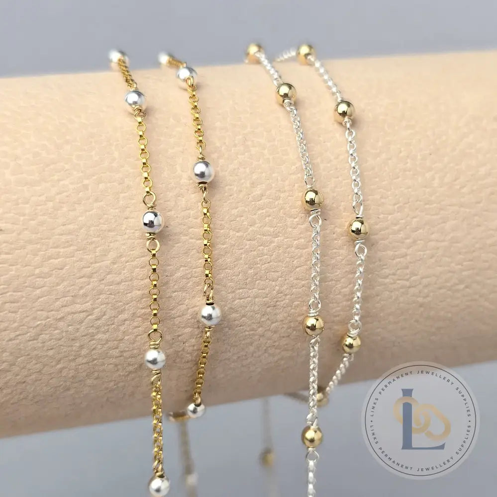 1.3mm Mixed Metal Satellite Chain - 14K Gold Filled & 925 Sterling Silver