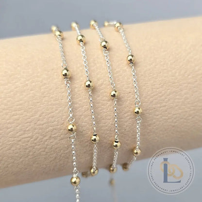 1.3mm Mixed Metal Satellite Chain - 14K Gold Filled & 925 Sterling Silver 925 Sterling Silver Chain / 1 Meter