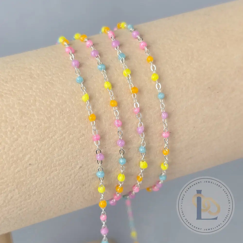 1.5mm Candy Enamel Flat Cable Chain - 925 Sterling Silver & 14k Gold Filled