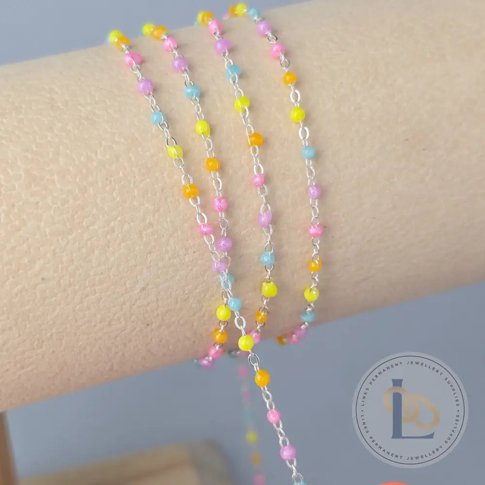 1.5mm Candy Enamel Flat Cable Chain - 925 Sterling Silver & 14k Gold Filled