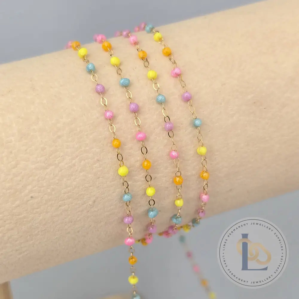 1.5mm Candy Enamel Flat Cable Chain - 925 Sterling Silver & 14k Gold Filled